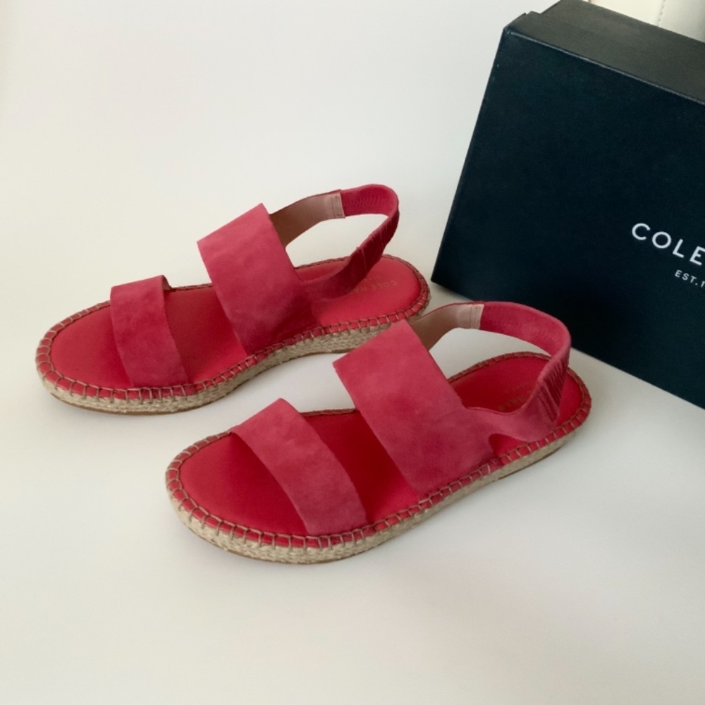Cole Haan Cloudfeel Espadrille Red Sandals Flats - Picture 8 of 11